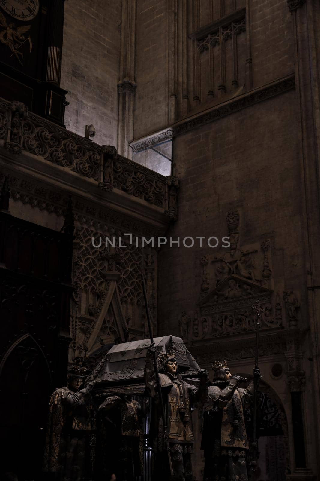 April 2019 Interior view of the Cathedral of Saint Mary of the See (Seville Cathedral) in Seville, Andalusia, Spain