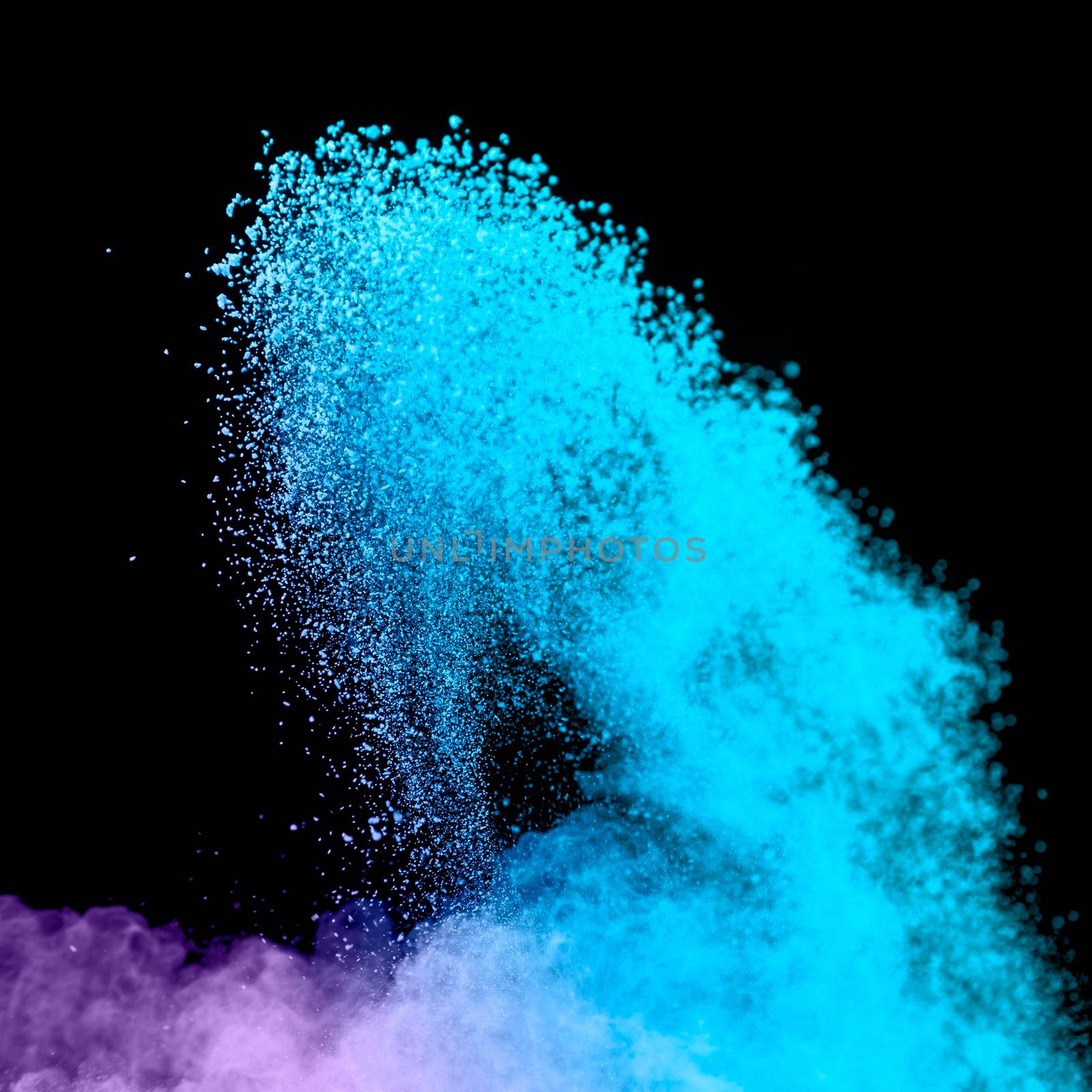 blue burst powder dark background. High resolution photo