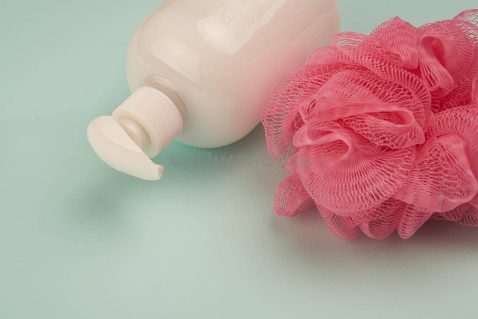 soap hygiene body care bathroom supplies green background. High quality photo