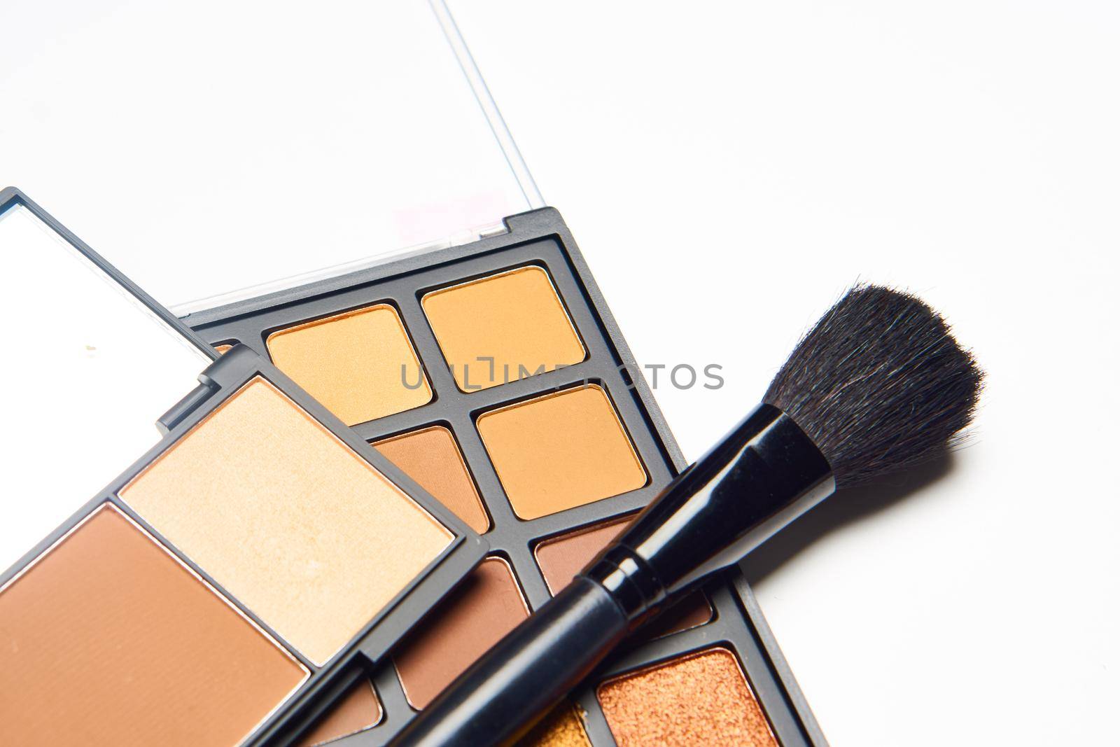makeup brushes accessories cosmetics top view fashion. High quality photo