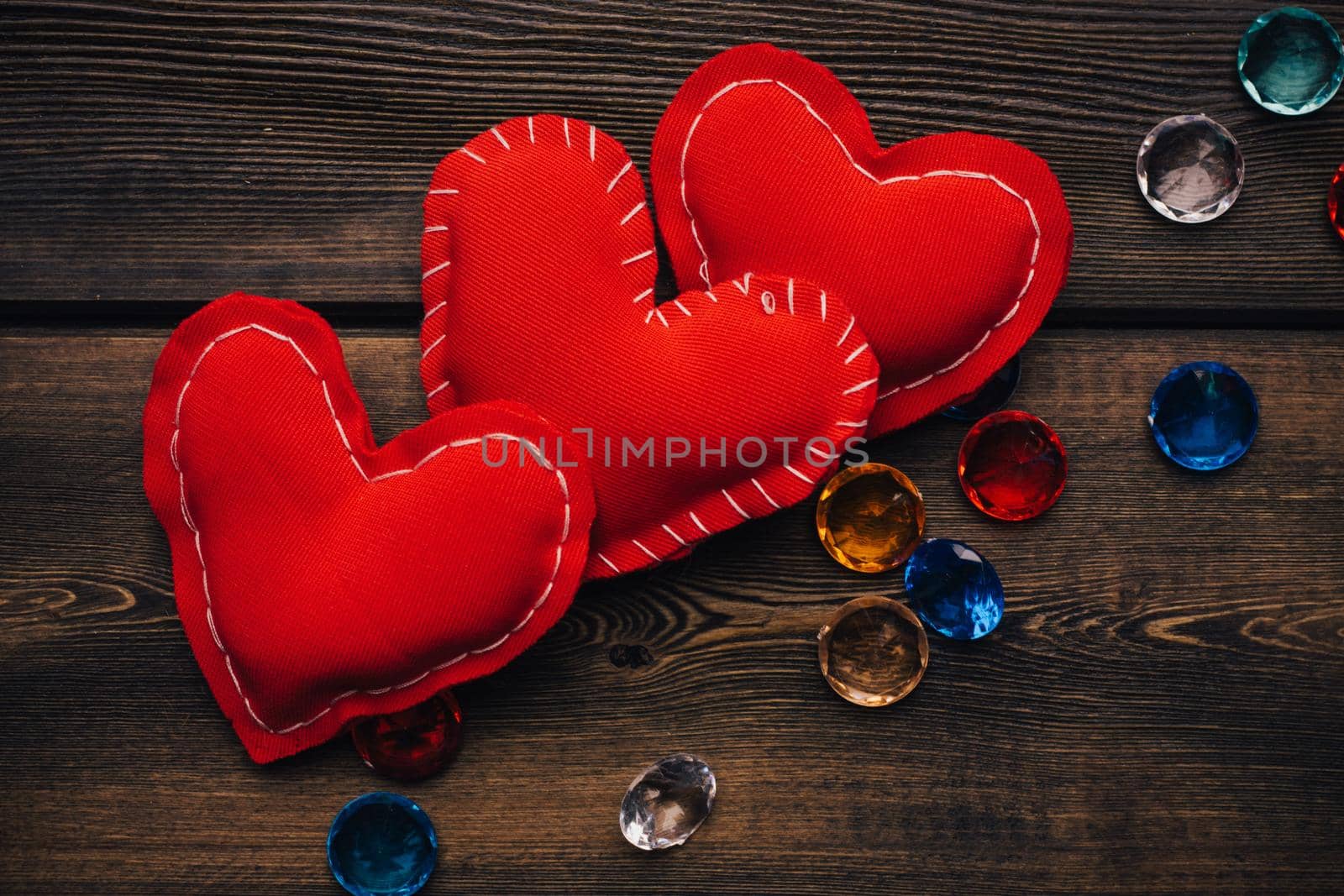 creative heart decoration texture wooden background valentines day. High quality photo