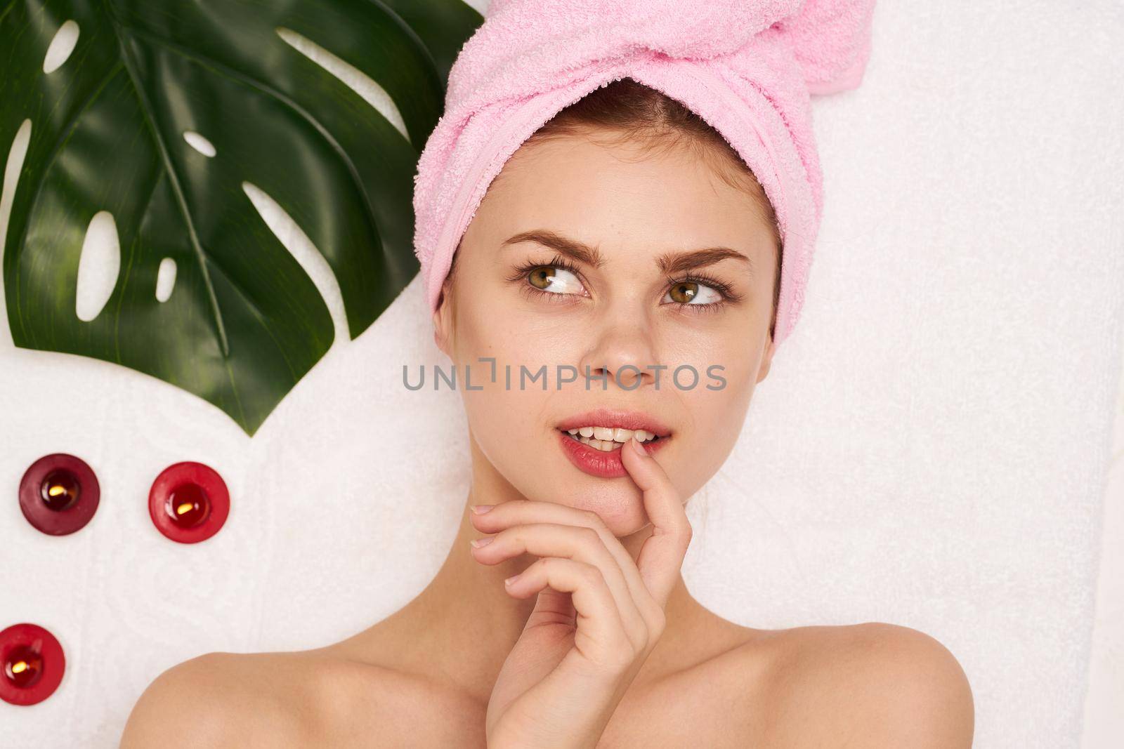 pretty woman naked shoulders cucumber face mask clear skin by Vichizh