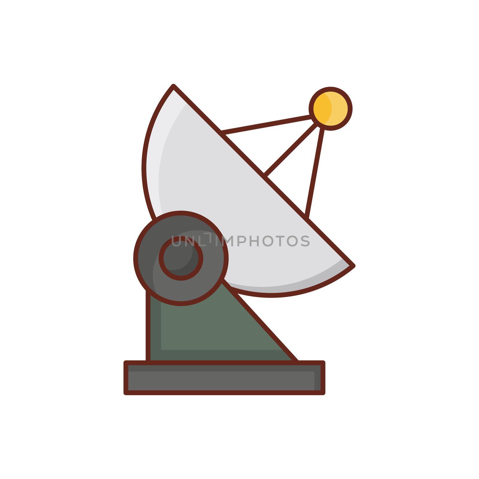 satellite Vector illustration on a transparent background. Premium quality symbols.Vector line flat color icon for concept and graphic design.