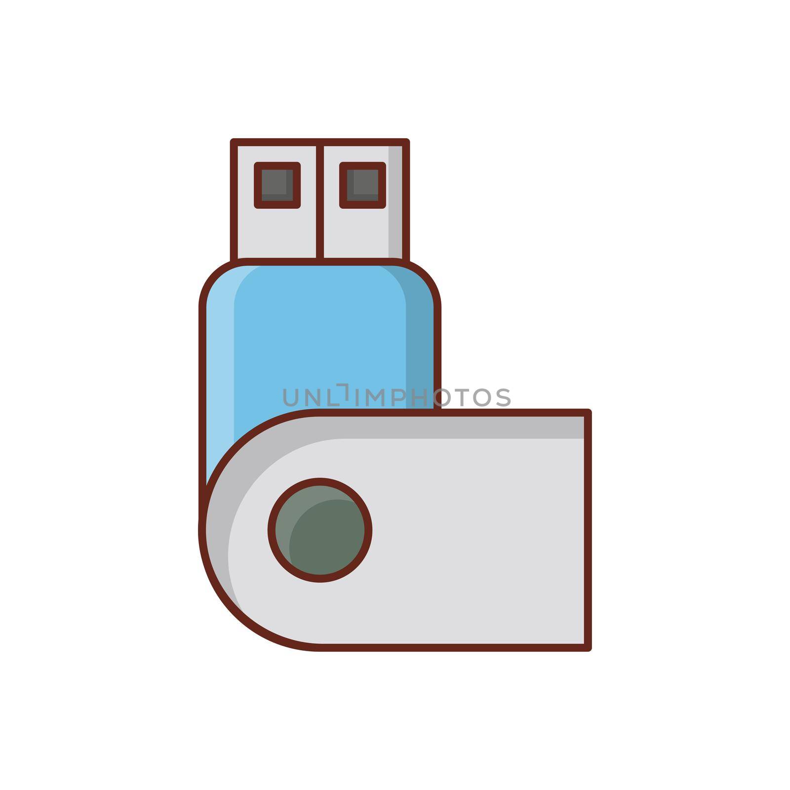 USB Vector illustration on a transparent background. Premium quality symbols.Vector line flat color icon for concept and graphic design.