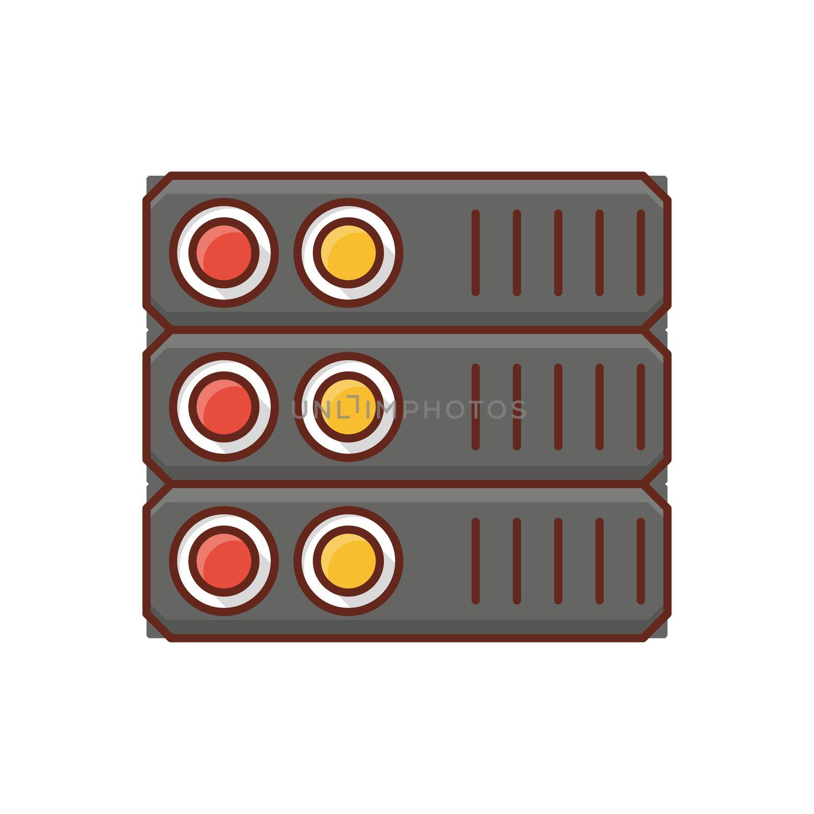 server Vector illustration on a transparent background. Premium quality symbols.Vector line flat color icon for concept and graphic design.