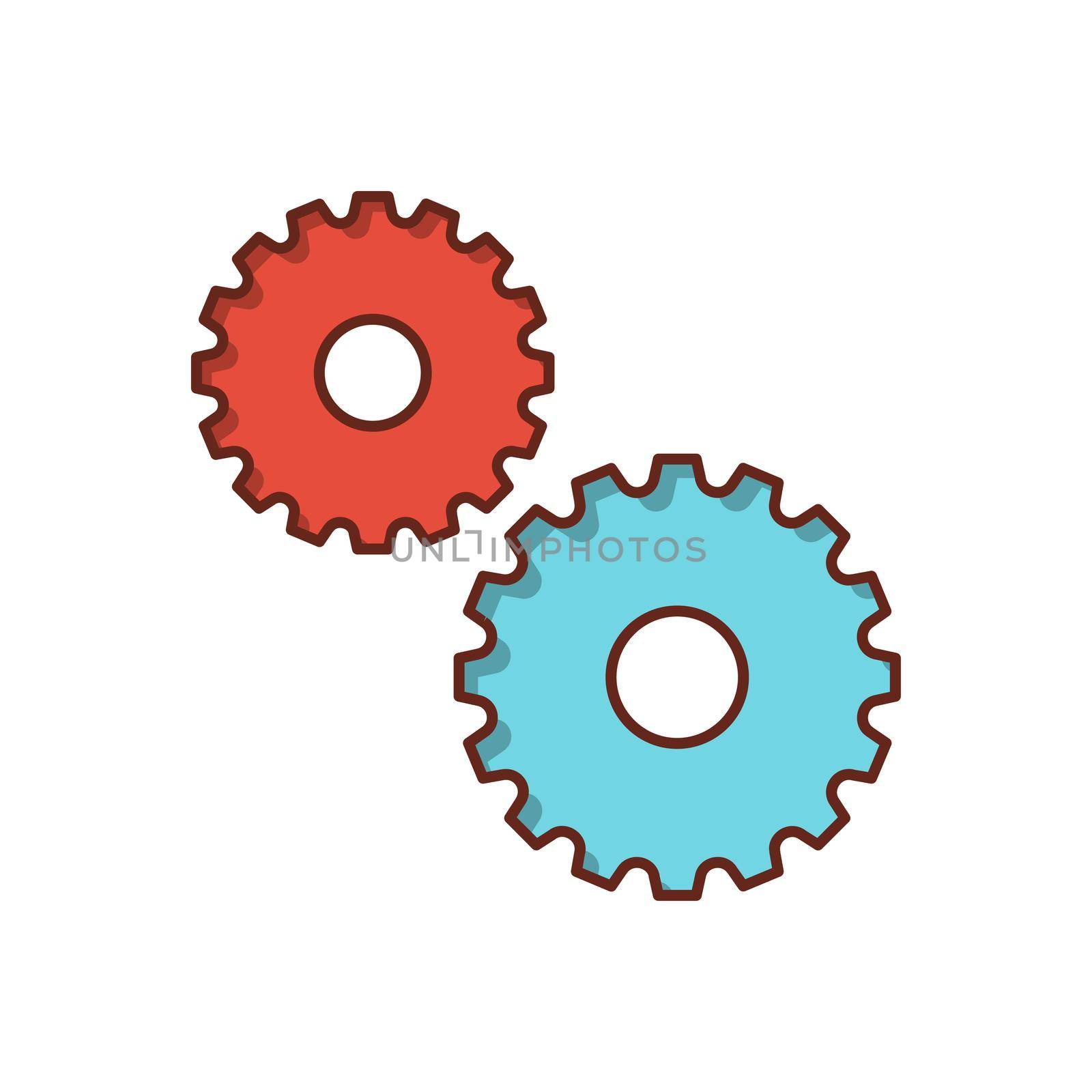 gear Vector illustration on a transparent background. Premium quality symbols.Vector line flat color icon for concept and graphic design.