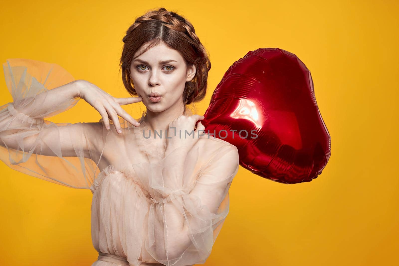 attractive woman heart balloon fun fashion glamor by Vichizh