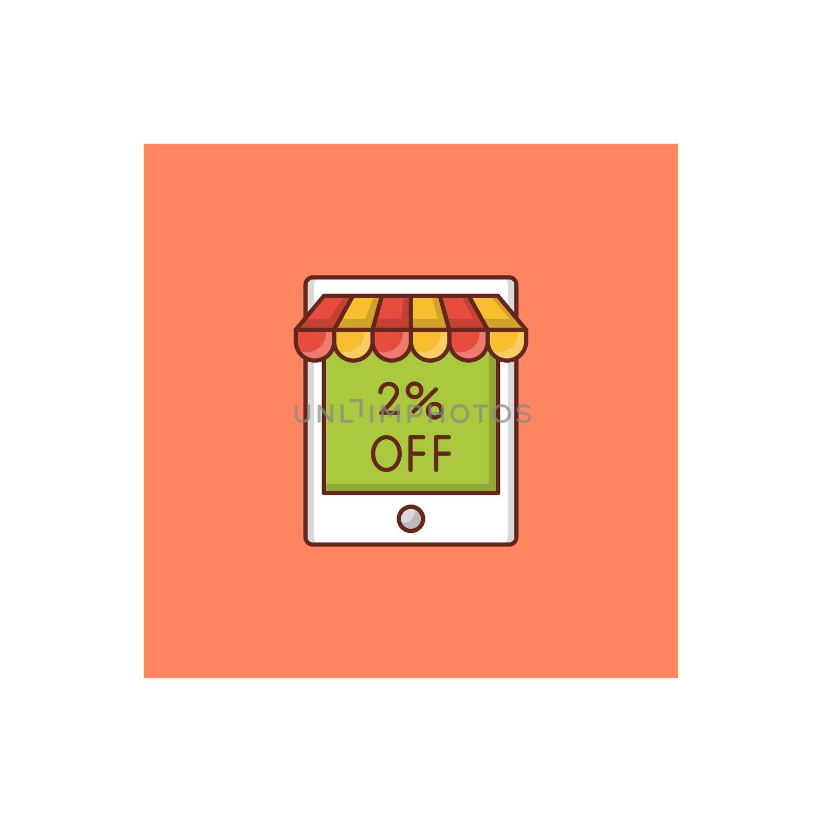 discount Vector illustration on a transparent background. Premium quality symbols.Vector line flat color icon for concept and graphic design.