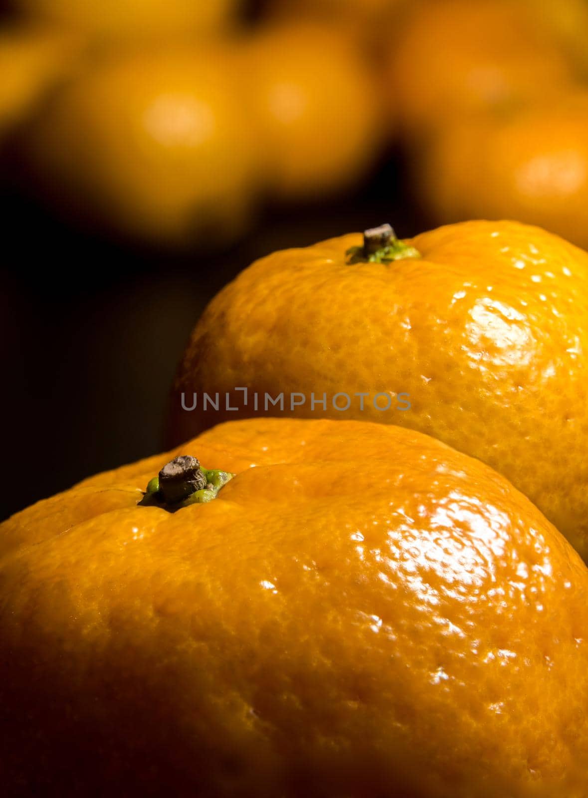 Close-up on glossy surface of freshness orange fruits