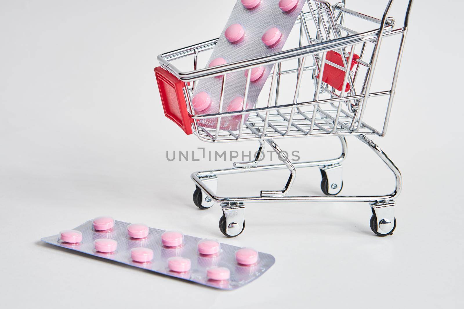 drug trolleys pharmacy shopping light background pharmacy by Vichizh