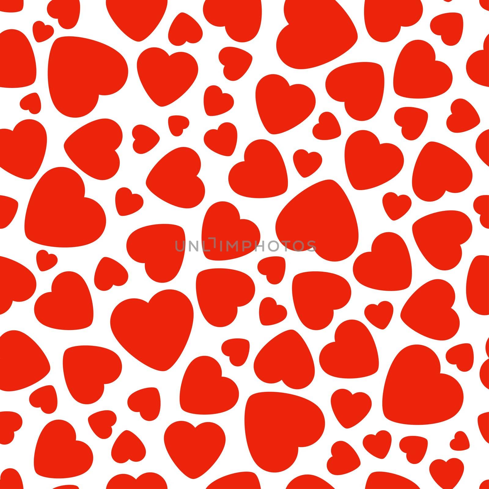 Seamless Pattern With Red Hearts On White Background. by Rina_Dozornaya