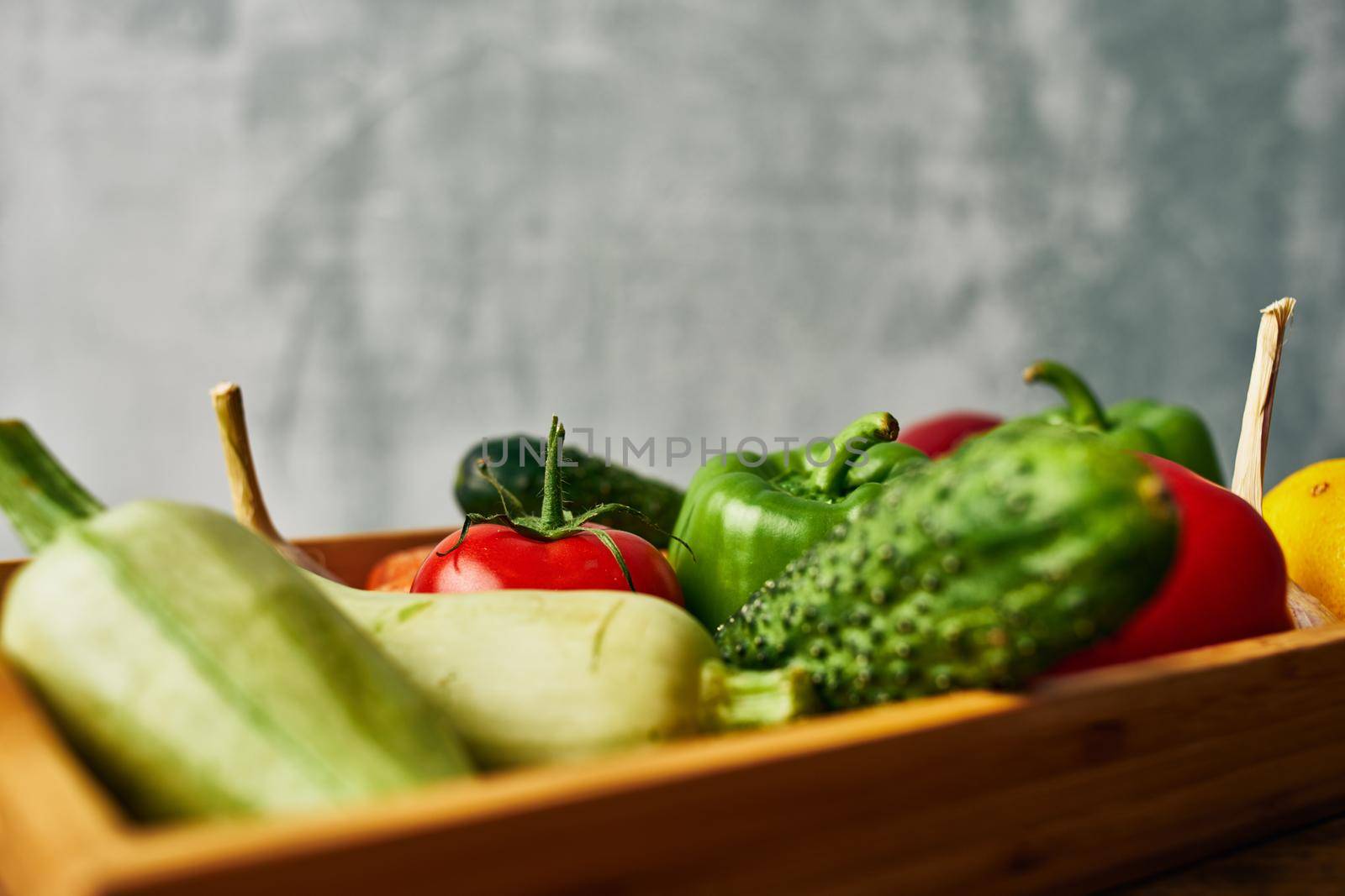 food vitamins organic food kitchen farm products wood background by Vichizh