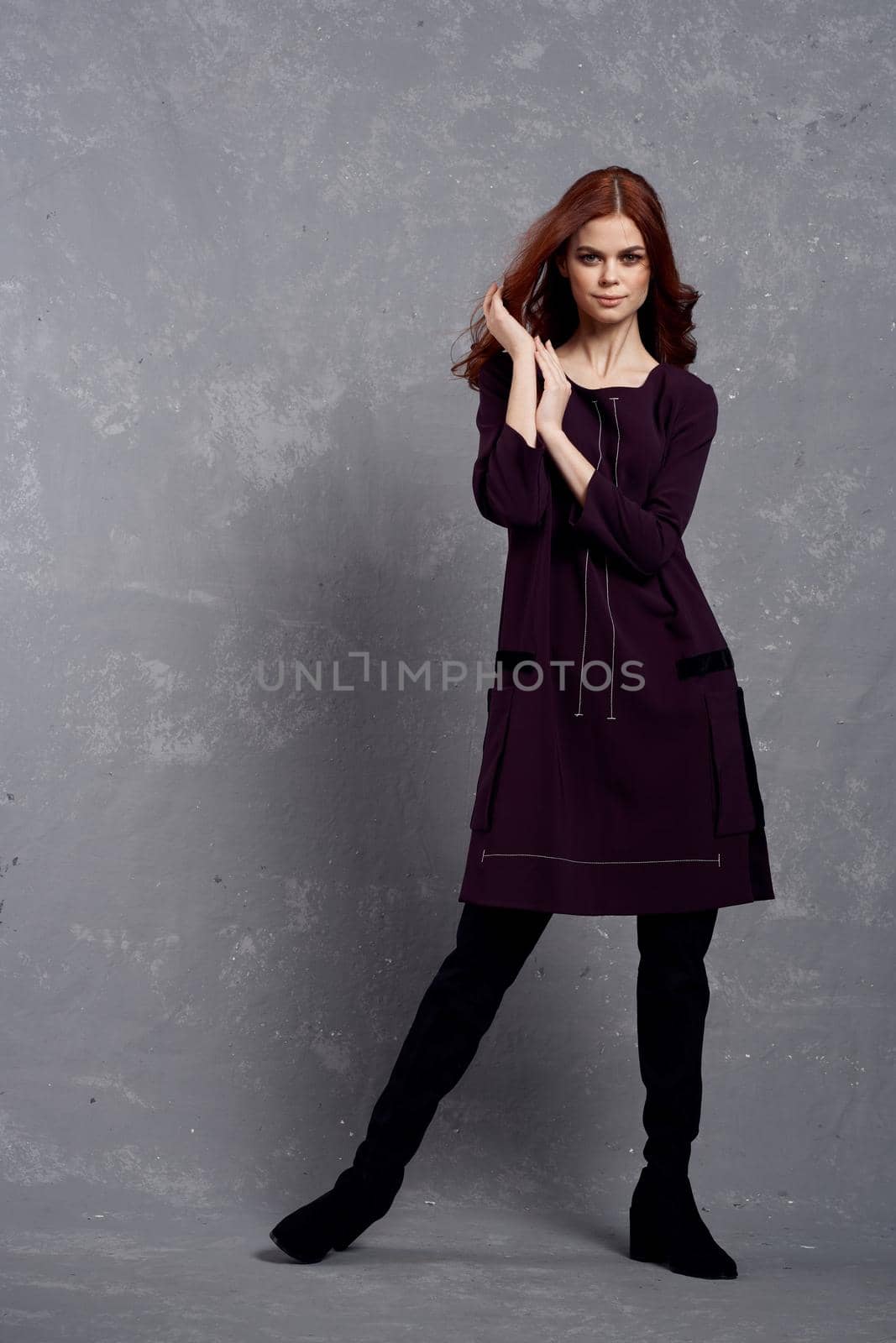 woman with red hair posing fashionable clothing elegant style by Vichizh
