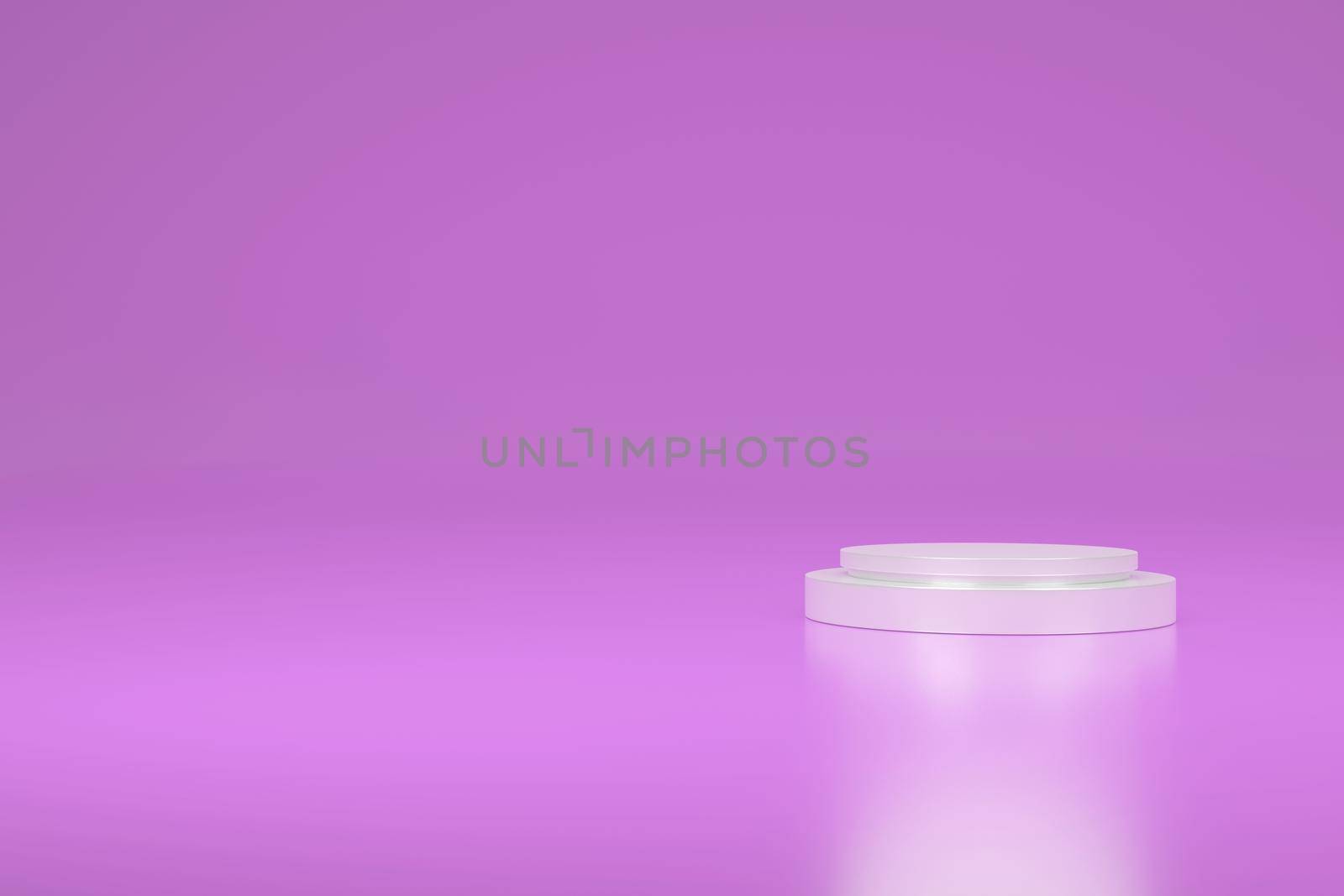 1 pieces white stainless podium 3D rendering on a pink background.show  products.