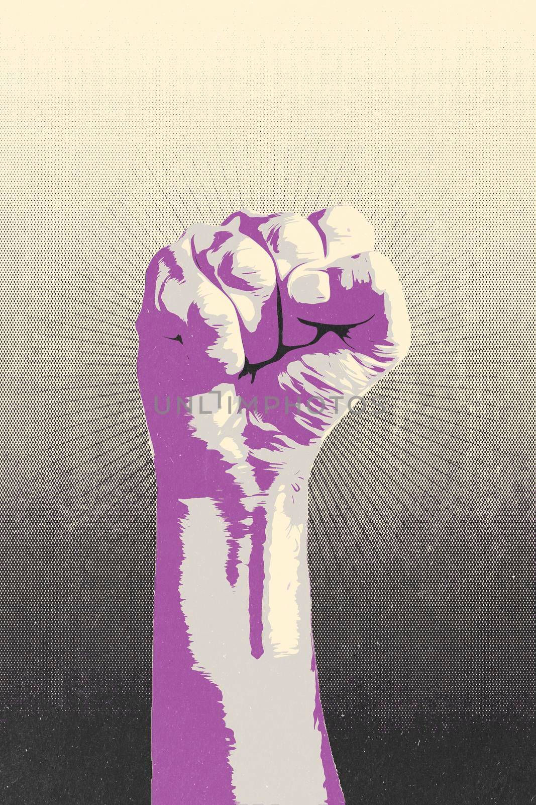 Raised fist concept. Digital draw of a man closed fist by bepsimage