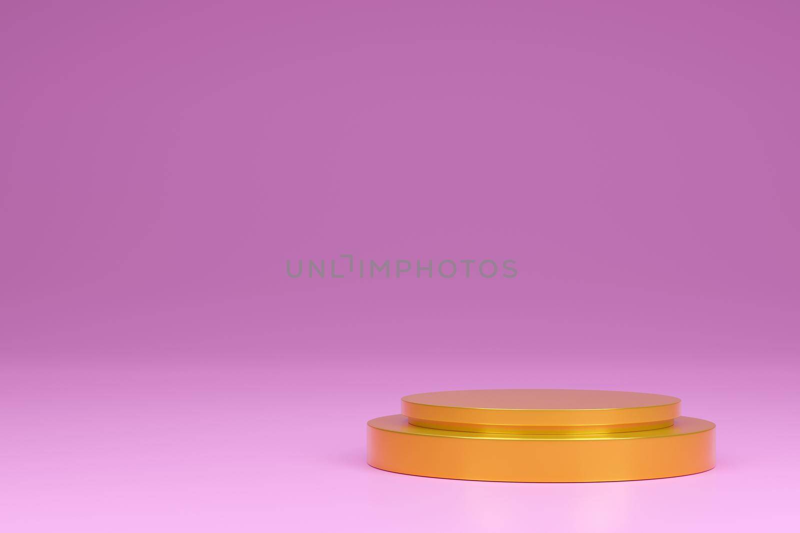 Gold podium 3D rendering on a pink background.show gold products.