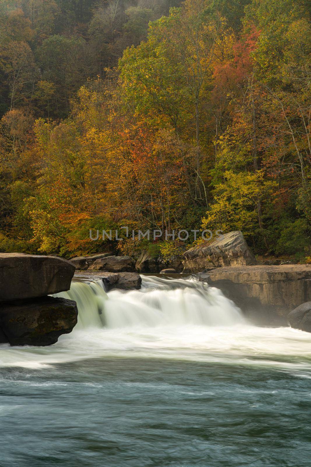 Cascades of the Valley Falls on a misty autumn day by steheap