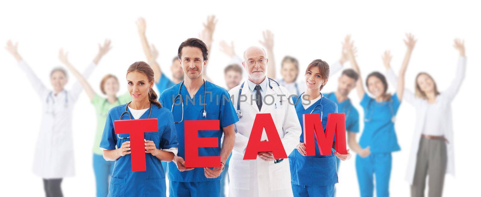 Group of medical workers on white by ALotOfPeople