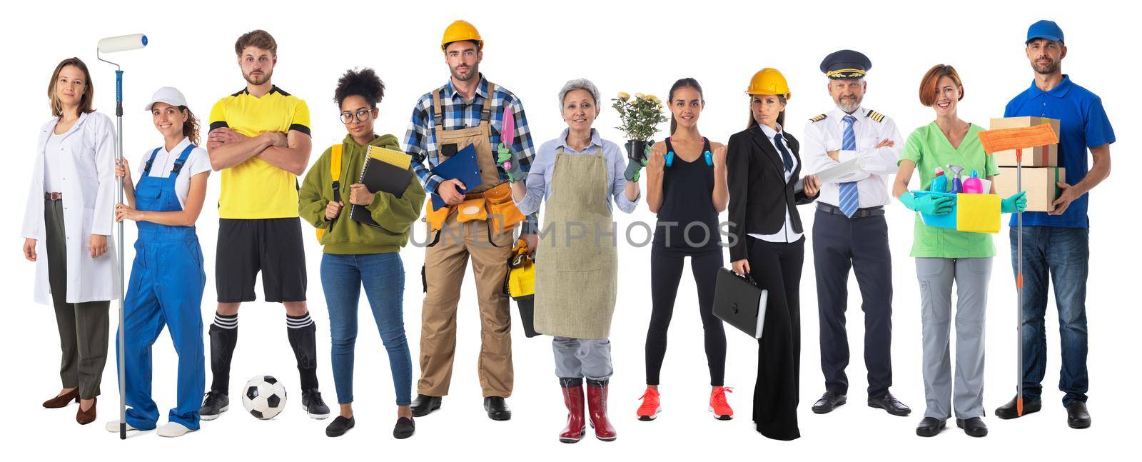 Diverse professions people on white by ALotOfPeople