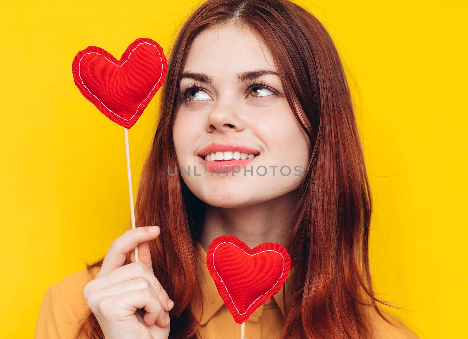 pretty woman in yellow shirt glamor romance posing by Vichizh