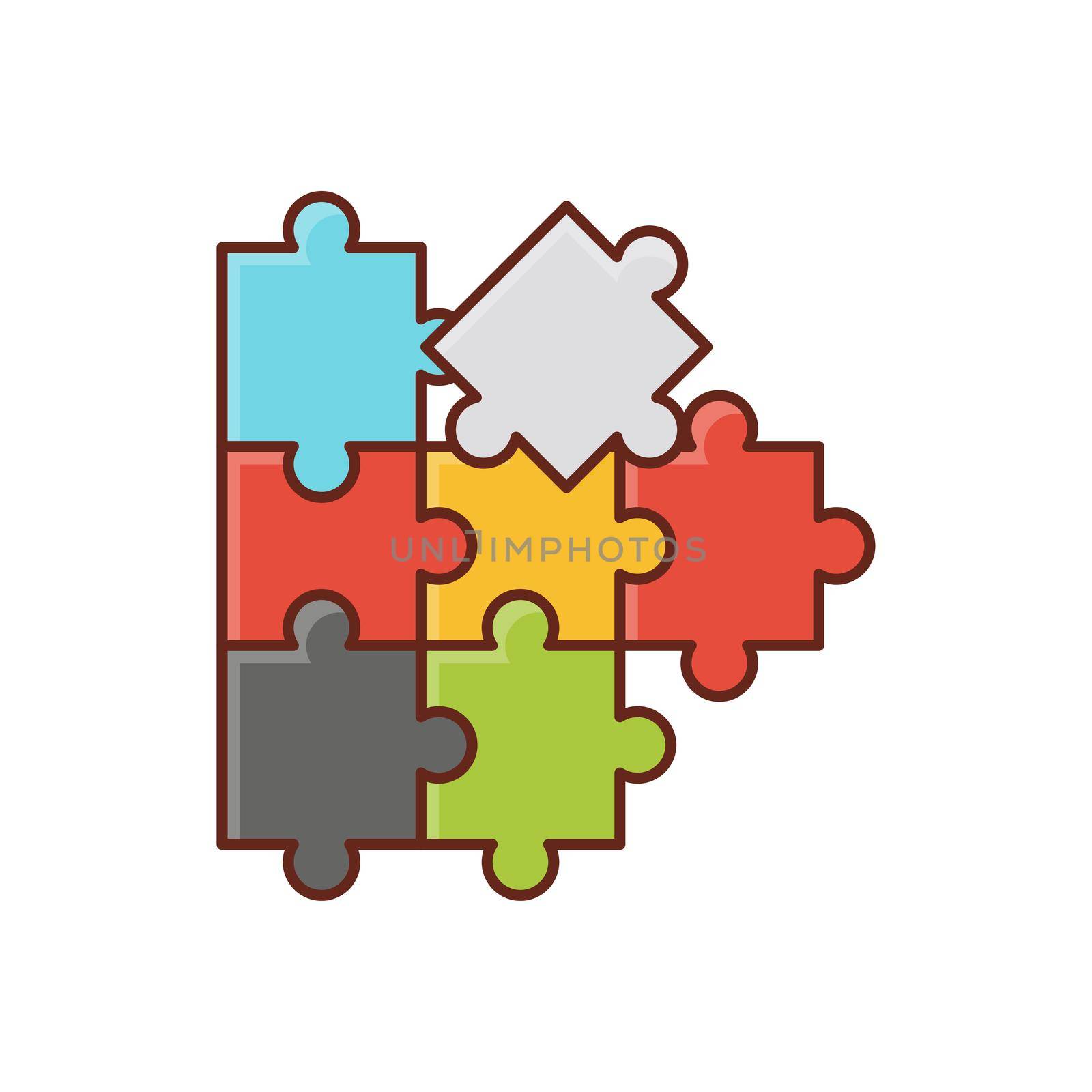 puzzle Vector illustration on a transparent background. Premium quality symbols.Vector line flat color icon for concept and graphic design.