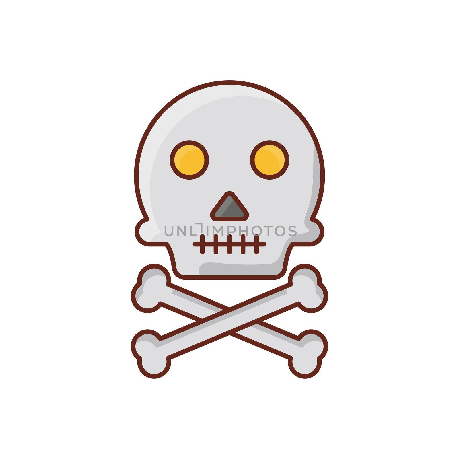 skull Vector illustration on a transparent background. Premium quality symbols. Vector Line Flat color icon for concept and graphic design.