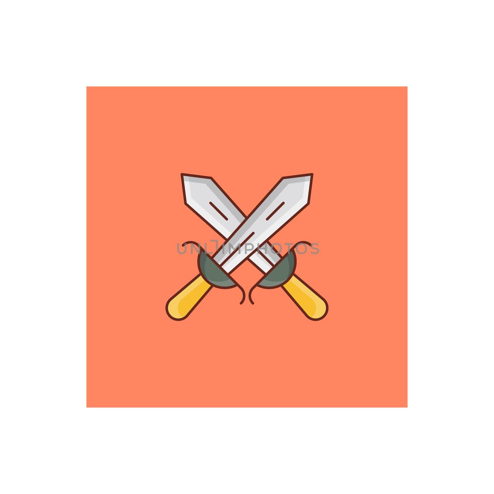 sword Vector illustration on a transparent background. Premium quality symbols.Vector line flat color icon for concept and graphic design.
