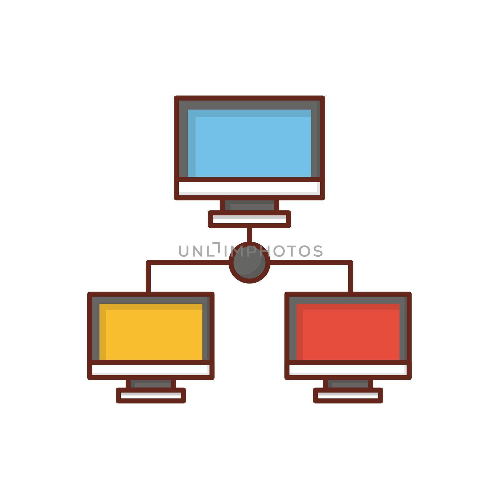 network vector flat color icon