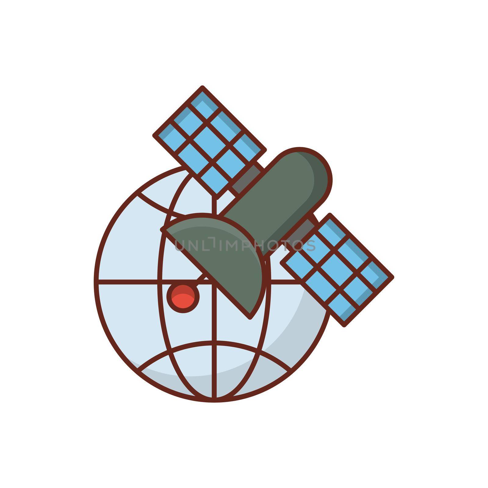 satellite vector flat color icon