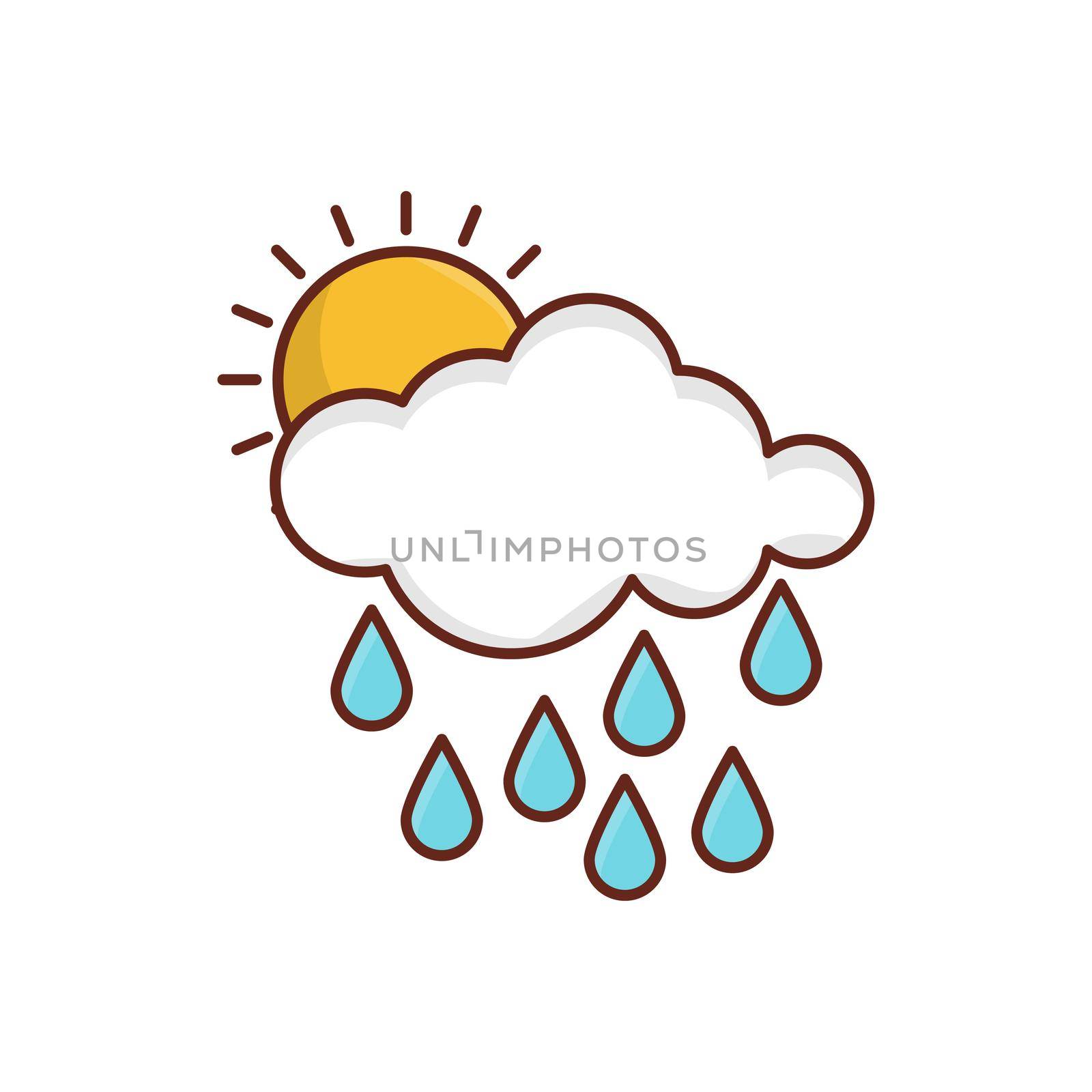rain vector flat colour icon