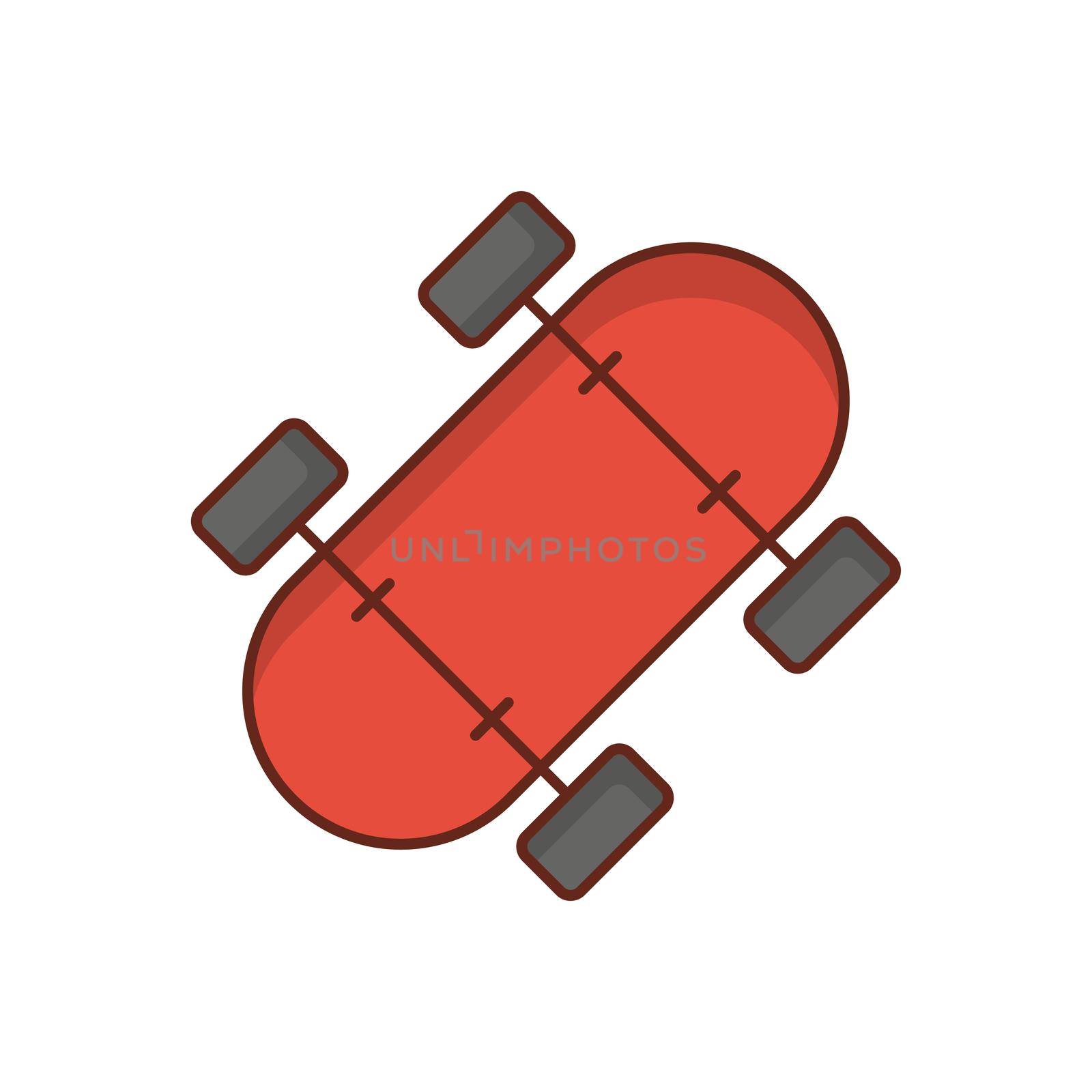 skateboard Vector illustration on a transparent background. Premium quality symbols.Vector line flat color icon for concept and graphic design.