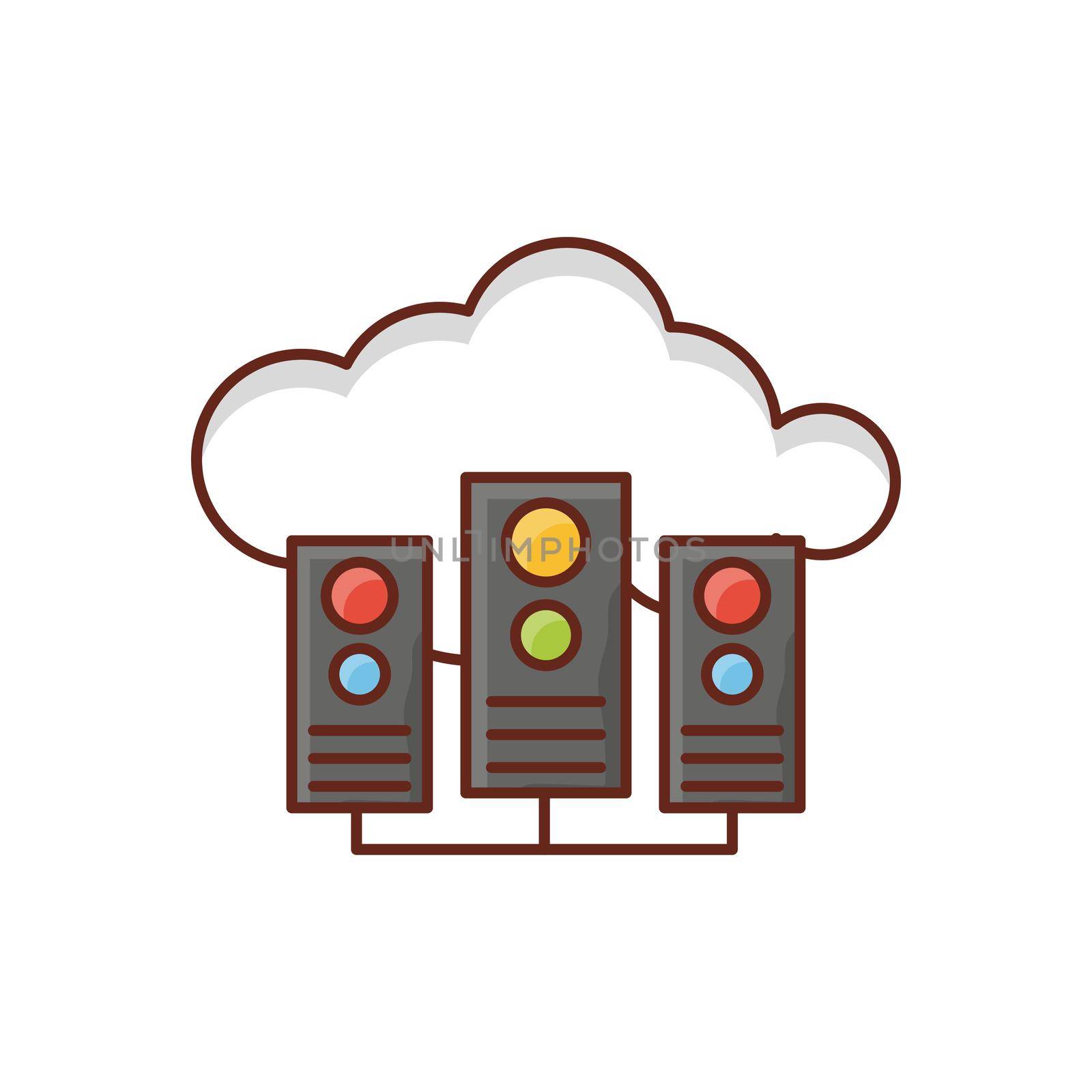 server vector flat color icon