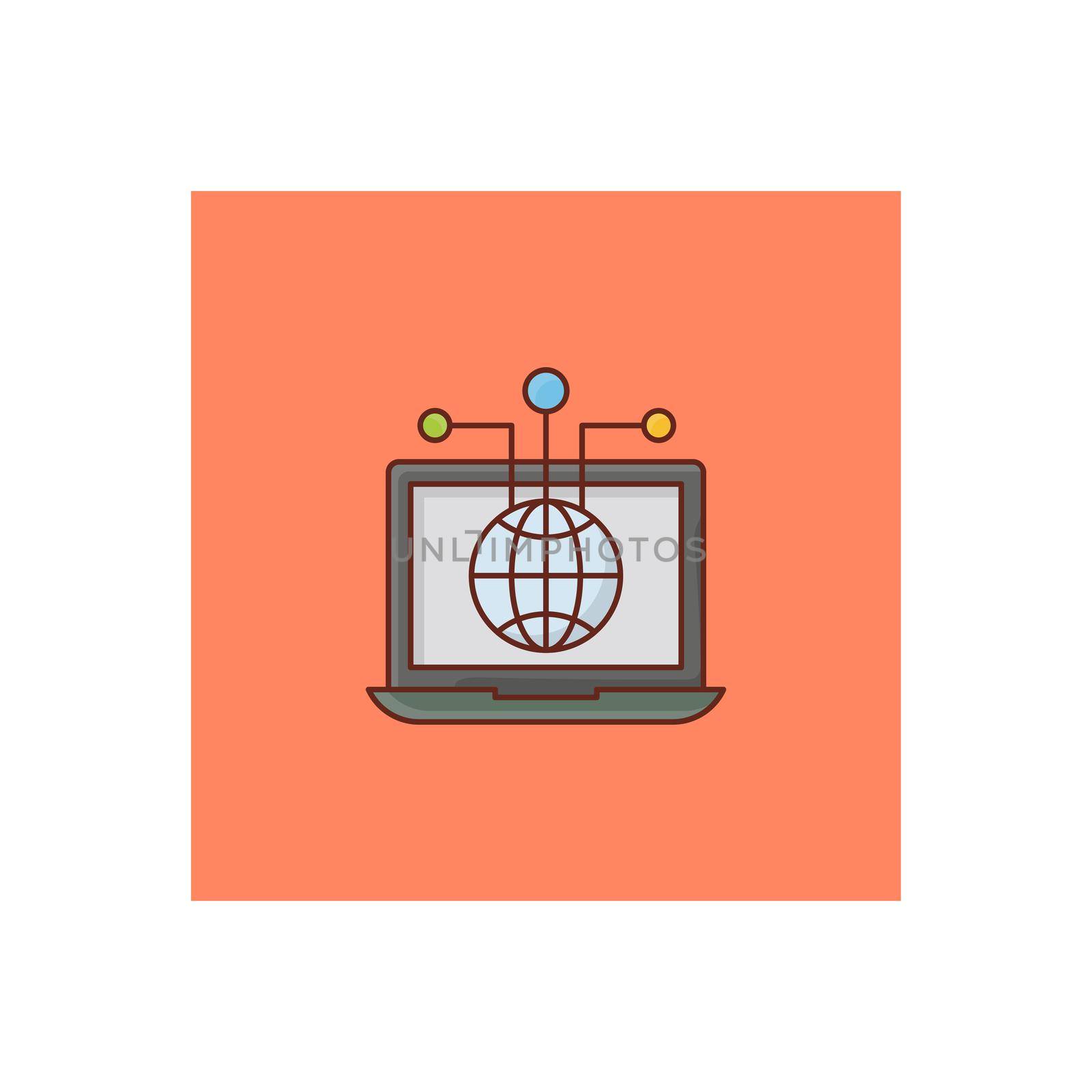 network vector flat color icon