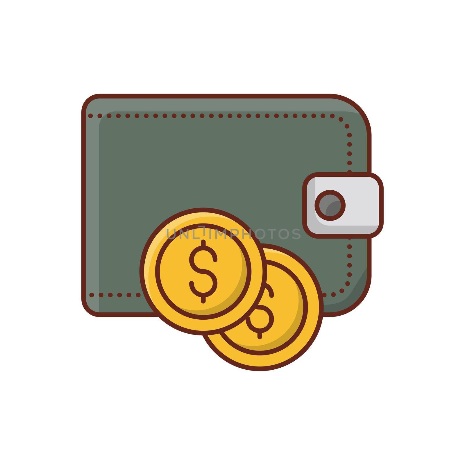 wallet Vector illustration on a transparent background. Premium quality symbols. Vector Line Flat color icon for concept and graphic design.