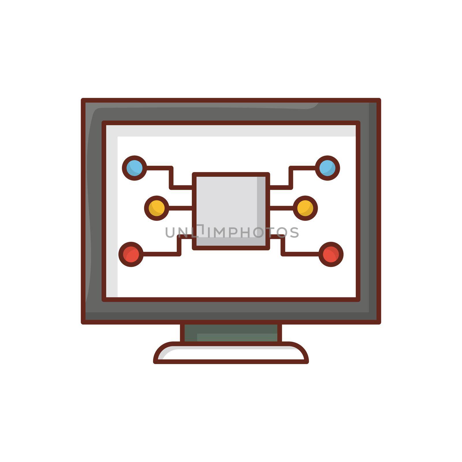 processor vector flat color icon