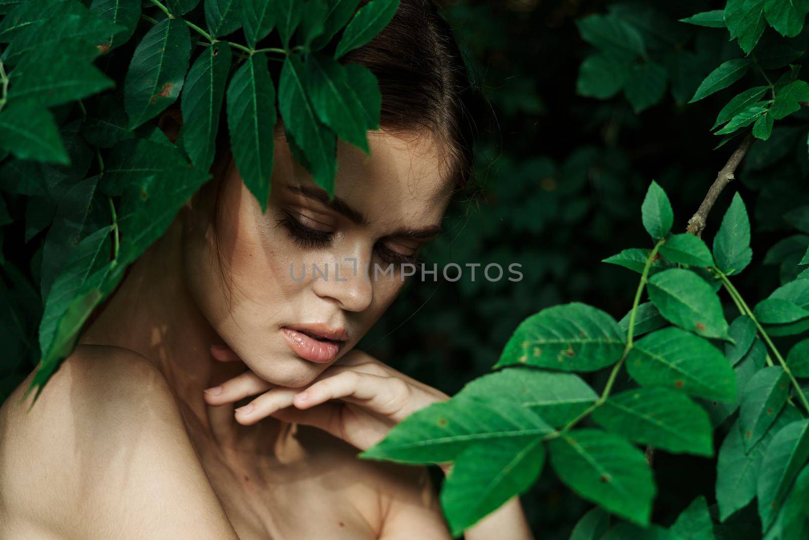 attractive woman makeup spa nature fresh air close-up by Vichizh