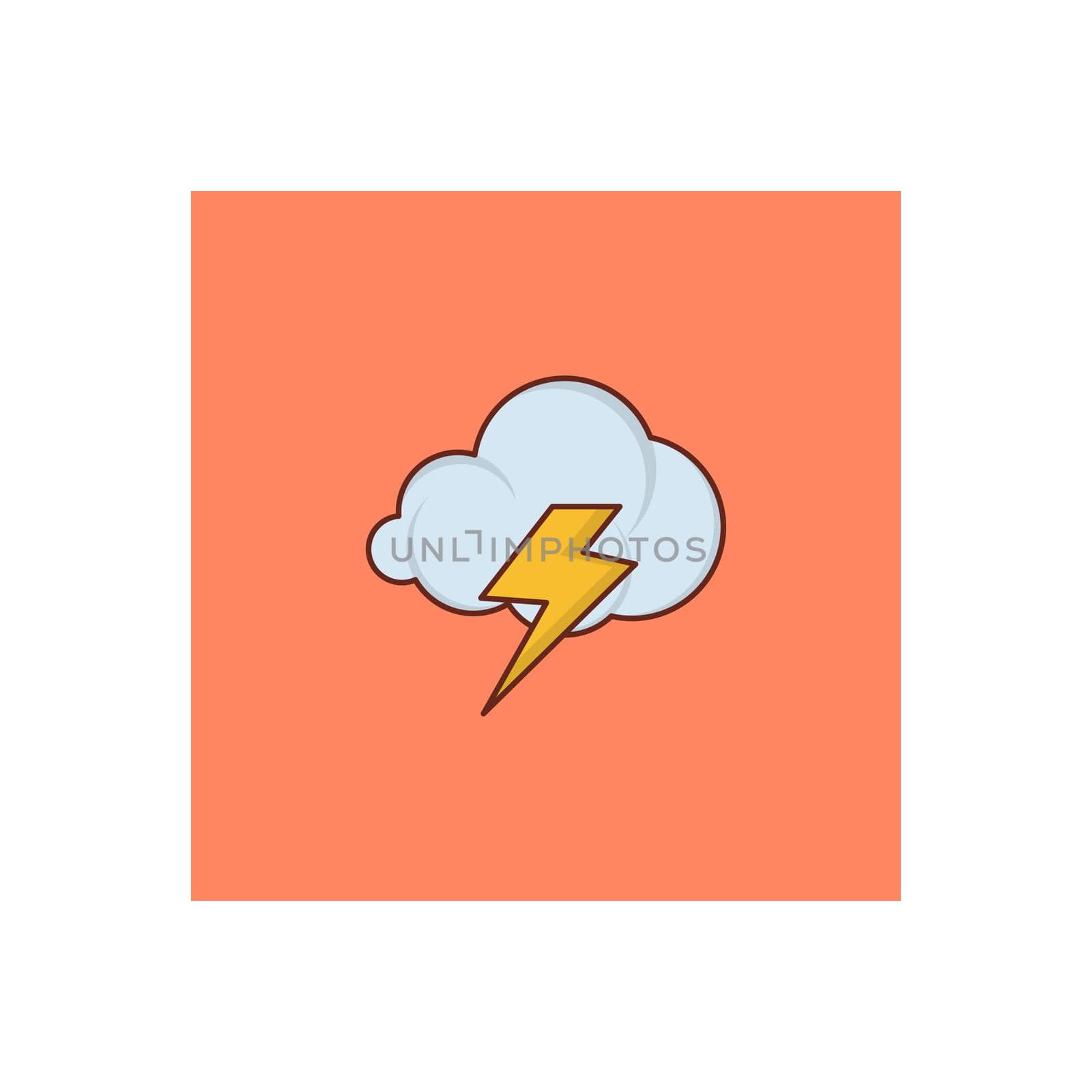 thunder vector flat colour icon