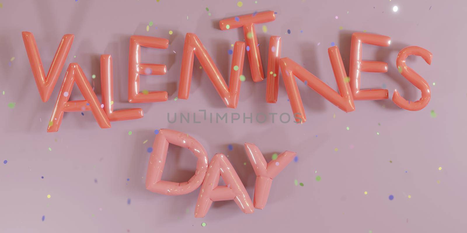 red valentine sign with balloons and confetti by asolano