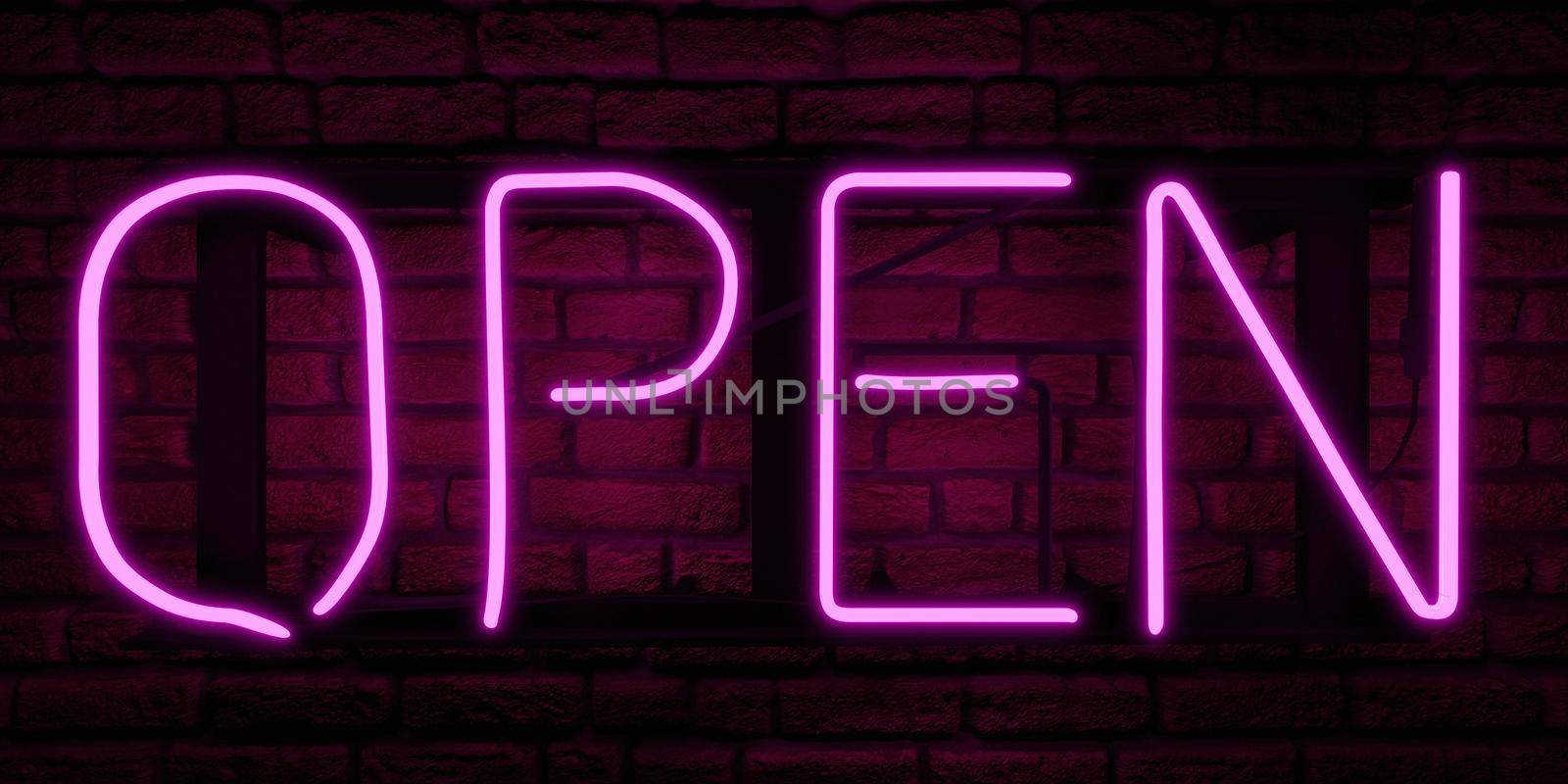 neon pink sign with the word Open by asolano