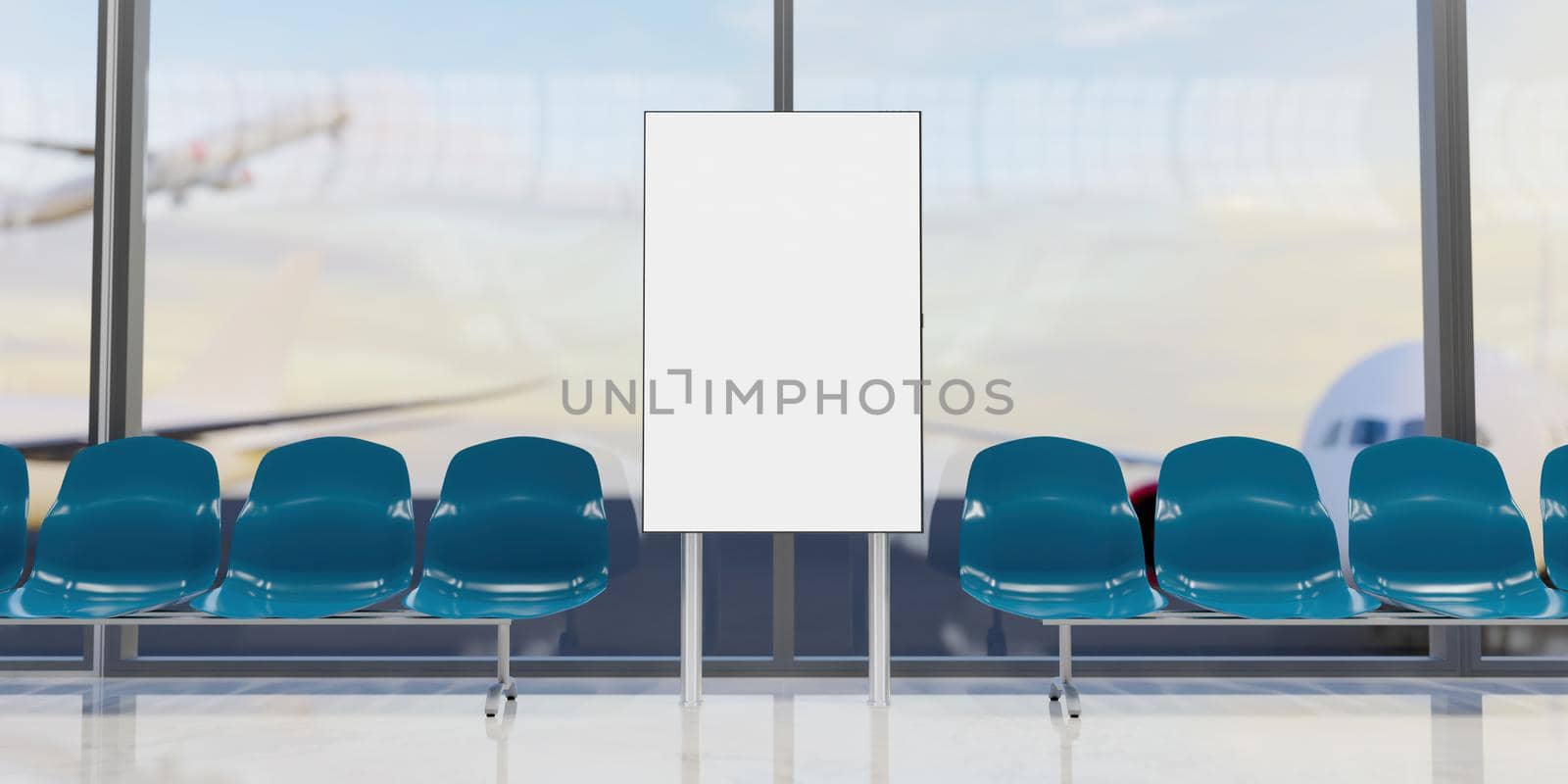 mock-up of airport information screen with seats by asolano