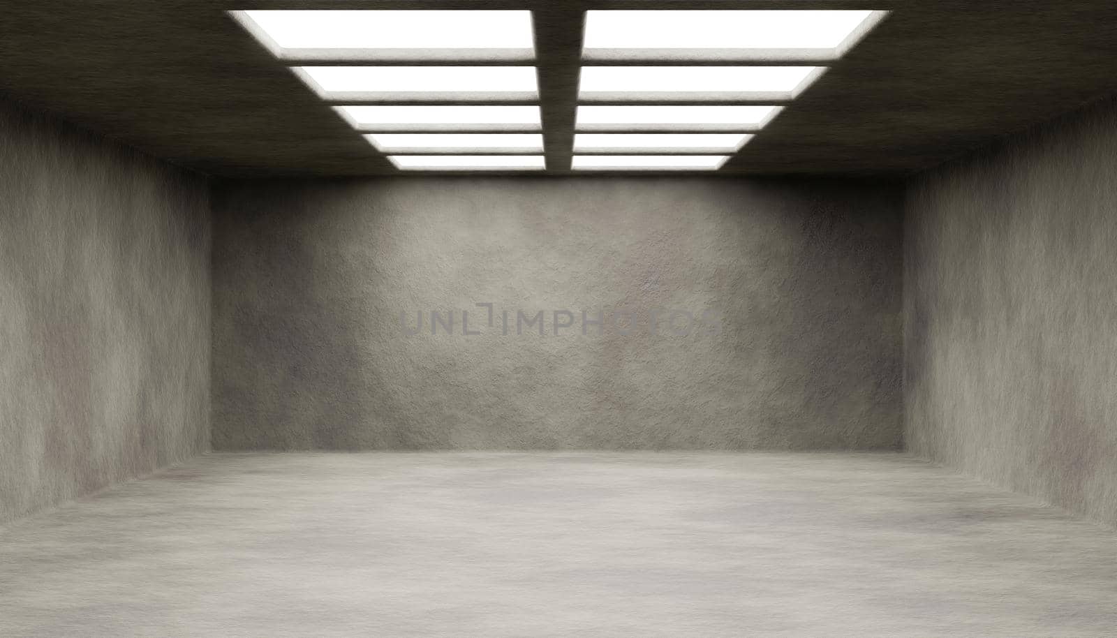 empty abstract room with lighted roof window. 3d rendering