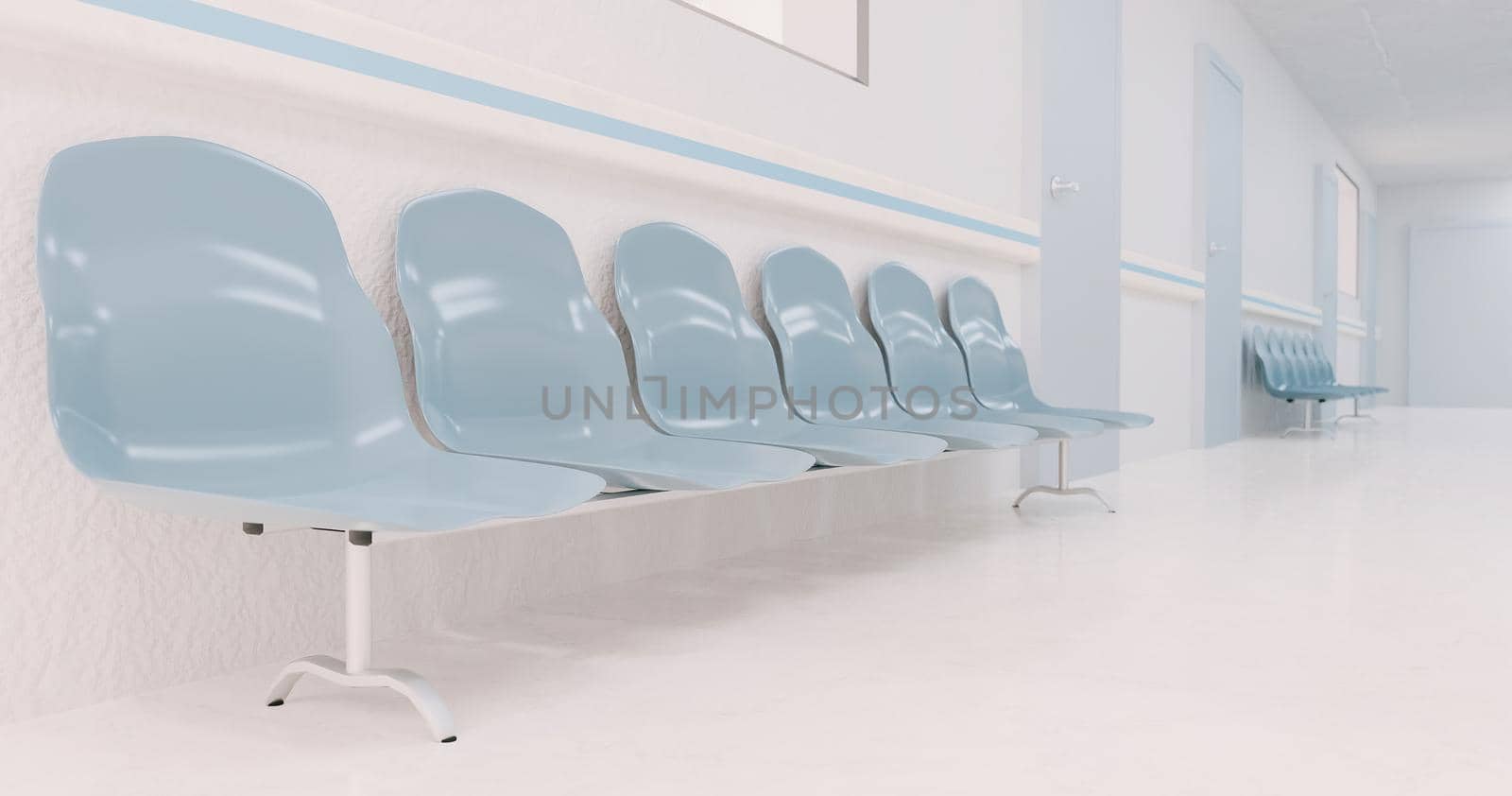 waiting chairs in a hospital corridor by asolano