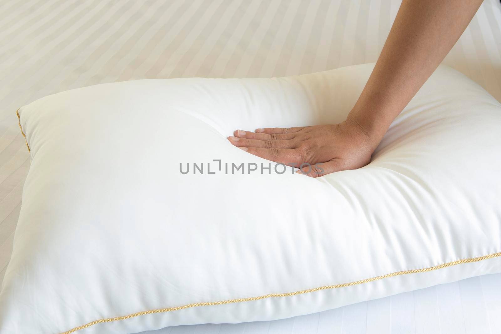 White pillows on a bed Comfortable soft pillows on the bed