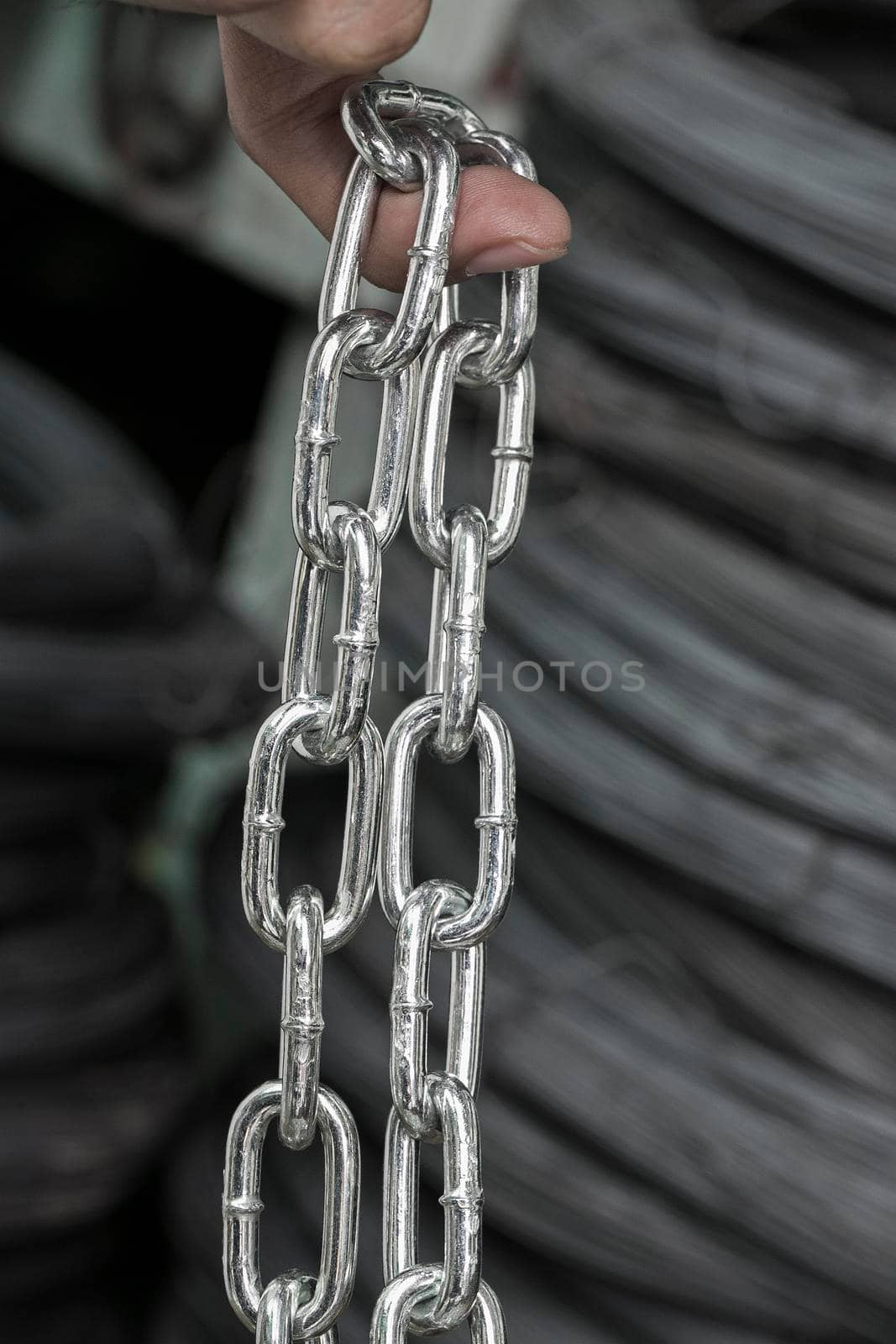different sizes of stainless chain isolated on white background by titipong