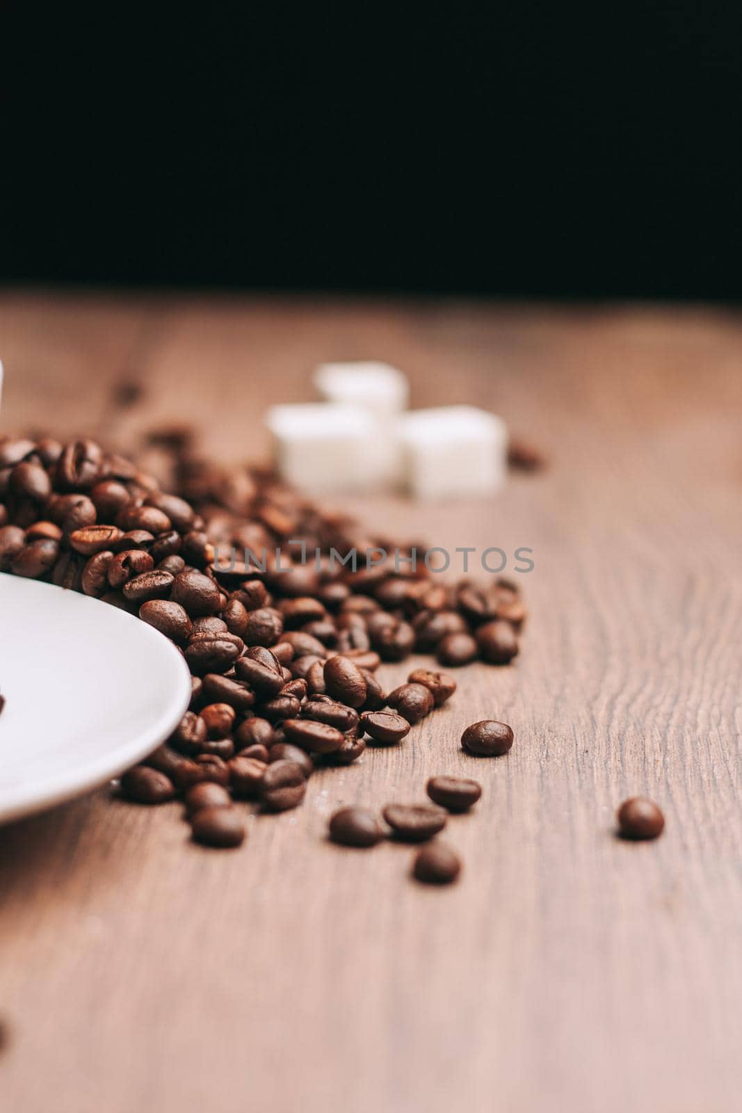 a cup of coffee breakfast fresh scent view from above. High quality photo