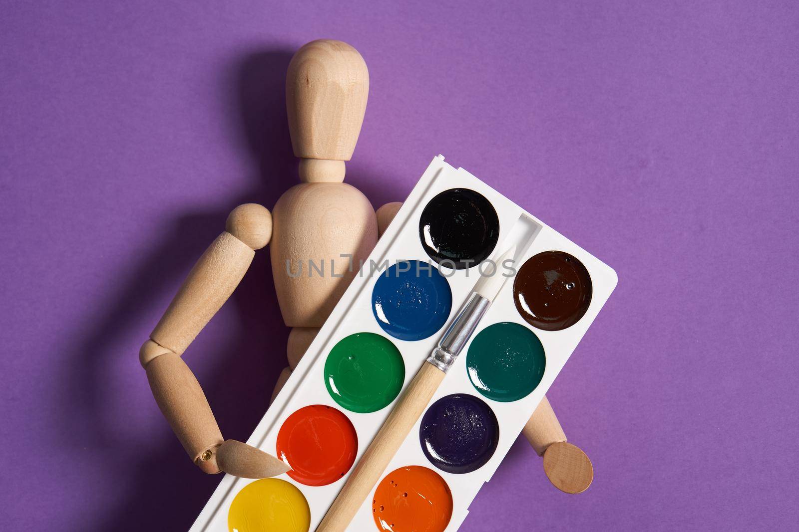 paint for painting art creative wooden mockup hobby. High quality photo