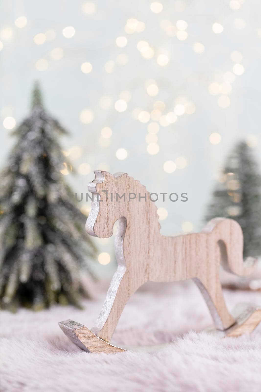 Festive background with christmas decoration. Copy space, winter holidays greeting card, flat lay, top view.