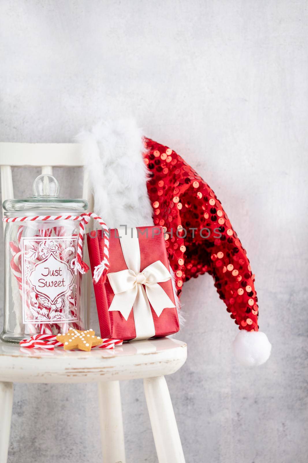 Cozy scandinavian family home on a Christmas eve. Xmas Concept, Decoration Over Grunge Background.