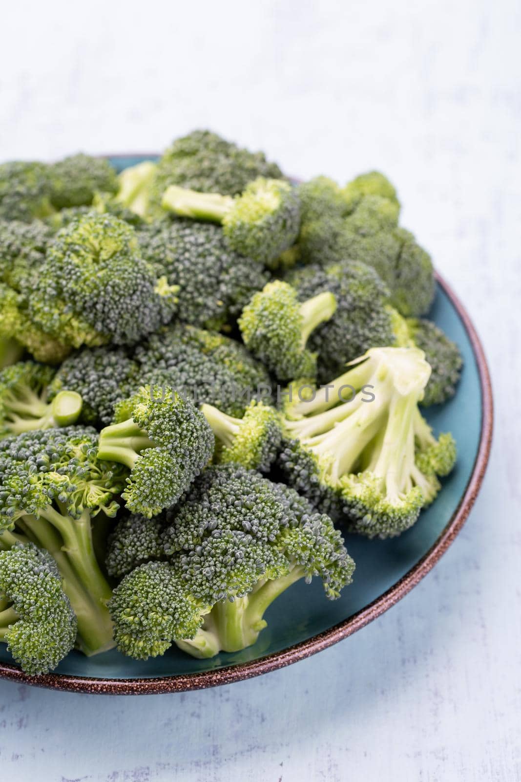 Healthy Green Organic Raw Broccoli Florets Ready for Cooking