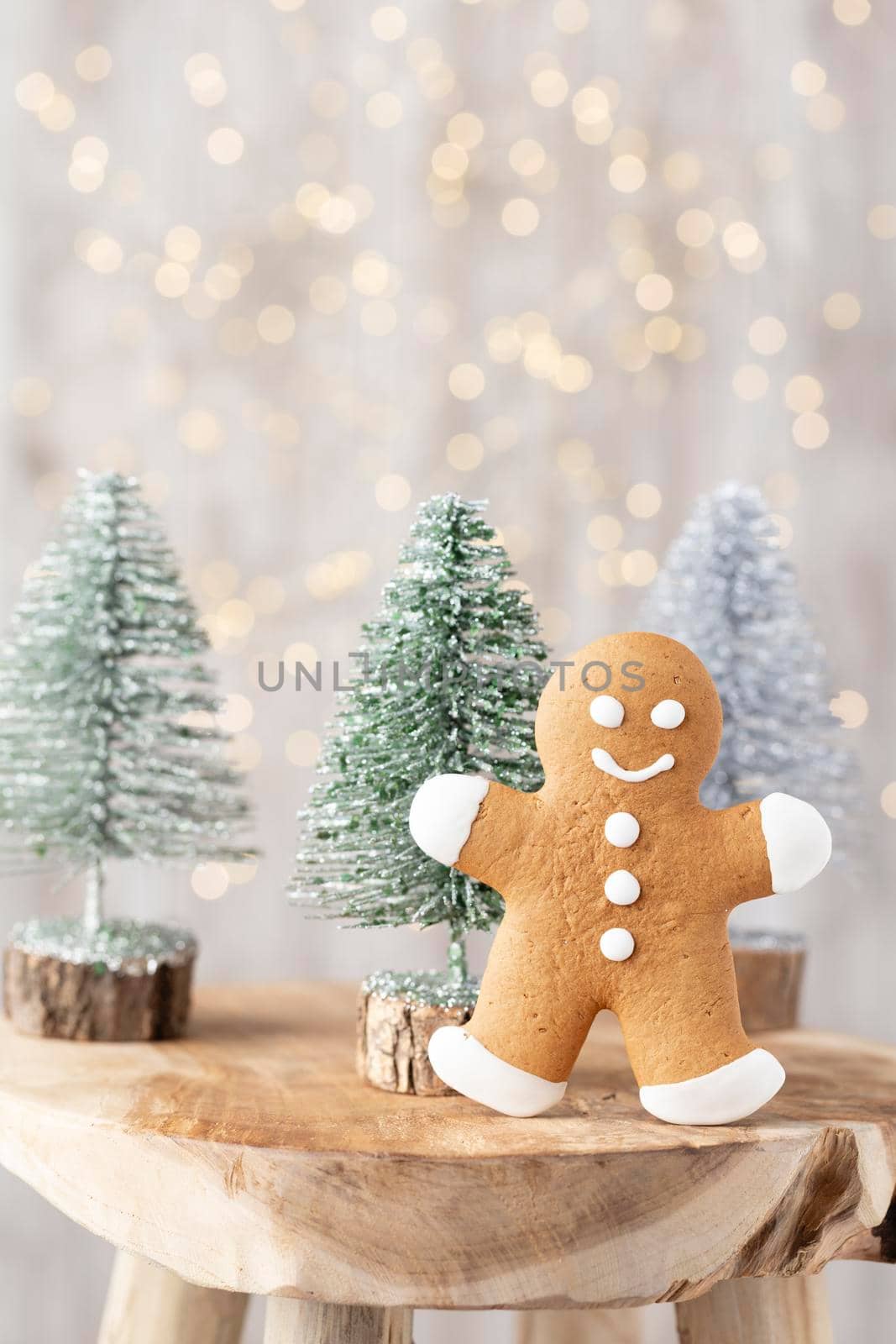 Homemade christmas gingerbread cookies on wooden table. by gitusik